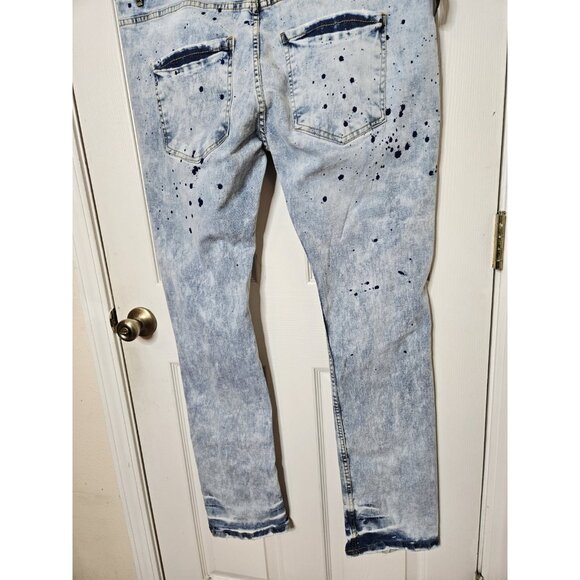 AHP Jeans Blue Acid Light Wash Distressed Cotton Blend Mens Size 40X33 NWT - Picture 10 of 12